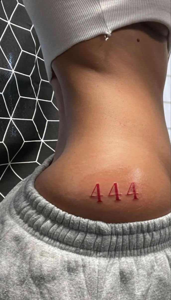 Fine line 444 tattoo design for women on back tattoo ideas