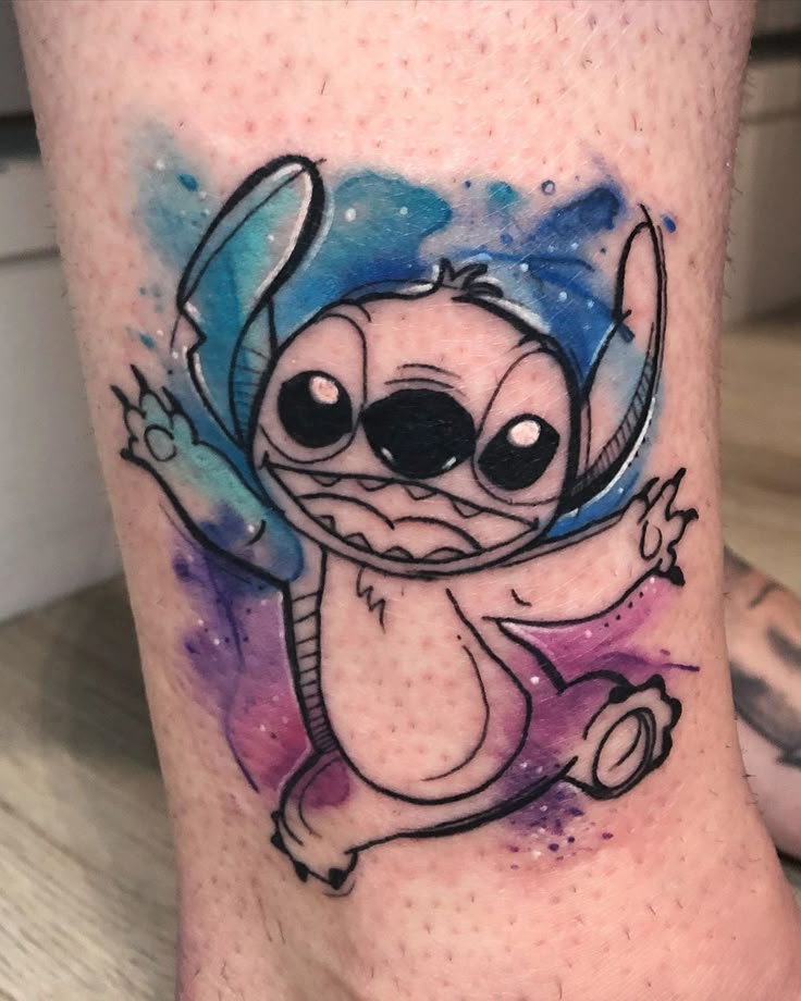 Watercolor Stitch tattoo design for women on leg tattoo ideas