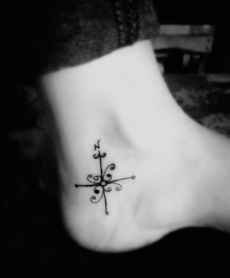 Minimalist compass tattoo design for women on ankle tattoo ideas