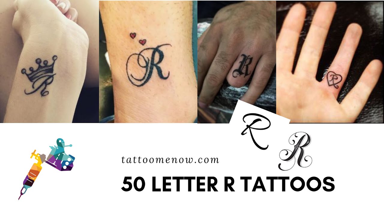 Script Initial R tattoo design for men and women on wrist and finger tattoo ideas