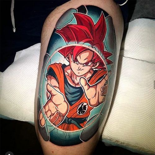 Anime Dragon Ball tattoo design for men on thigh tattoo ideas