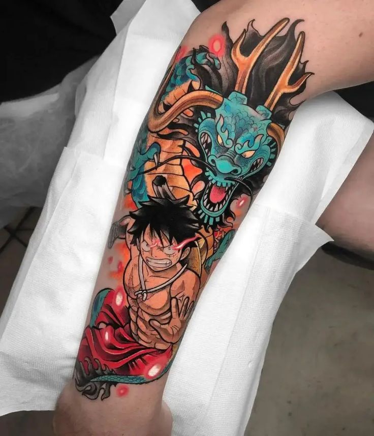 Anime dragon tattoo design for man on forearm tattoo ideas