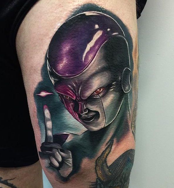 Realistic Dragon Ball Z tattoo design for men on thigh tattoo ideas