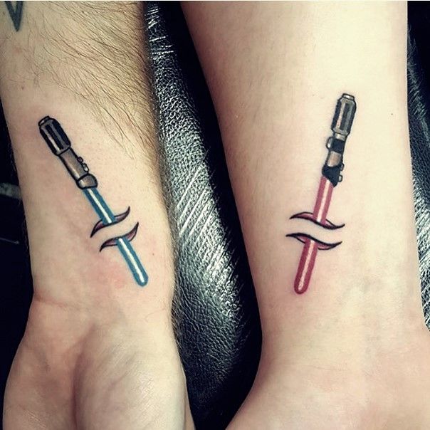 Matching lightsaber tattoo design for men and women tattoo ideas