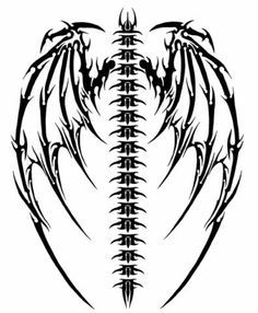 Tribal dragon and wing tattoo design for men and women on back tattoo ideas