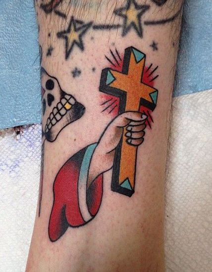 Traditional cross tattoo design for men and women on forearm tattoo ideas