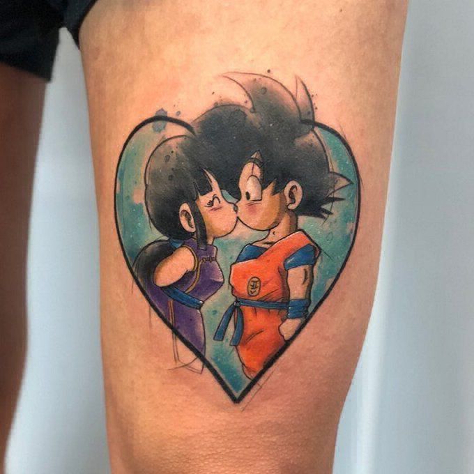 Anime Dragon Ball Z tattoo design for women on thigh tattoo ideas
