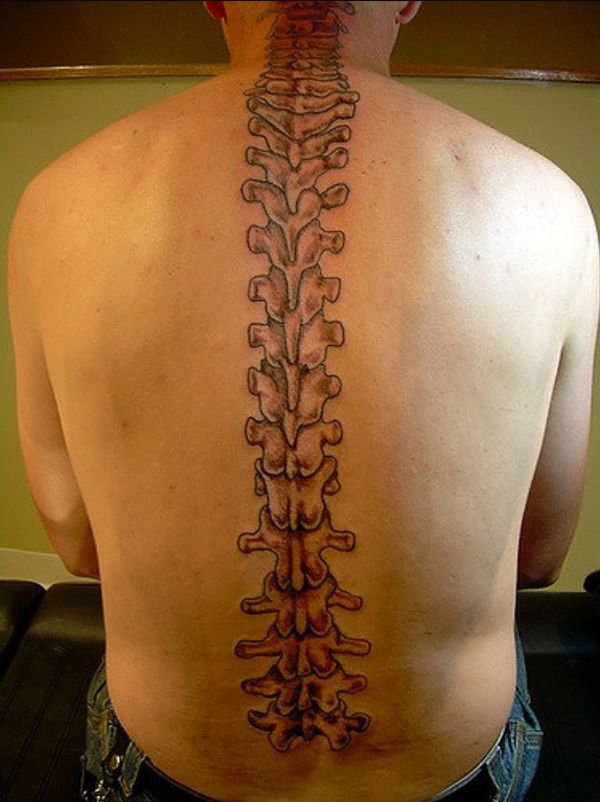 Realistic spine tattoo design for men on back tattoo ideas
