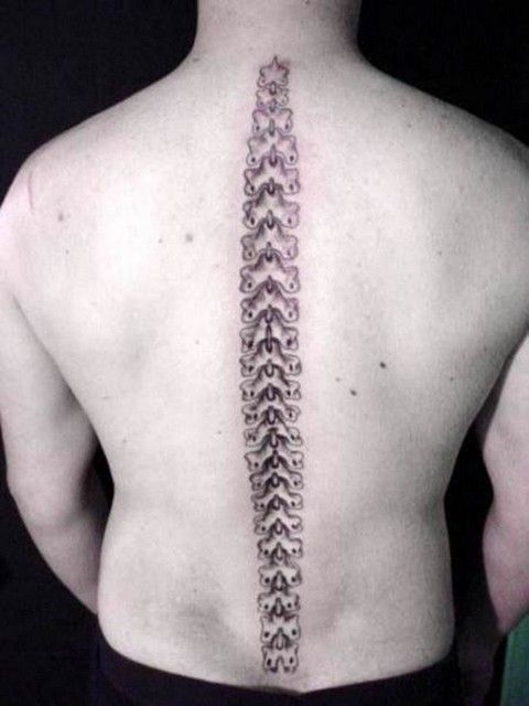 Black and Grey spine tattoo design for men on back tattoo ideas