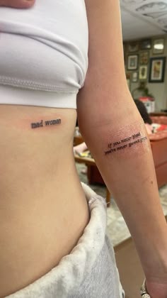 Script word tattoo design for women on rib and forearm tattoo ideas