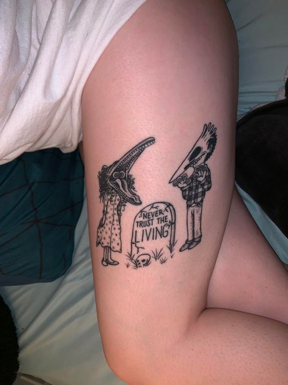 Sketchy skull tattoo design for women on thigh tattoo ideas