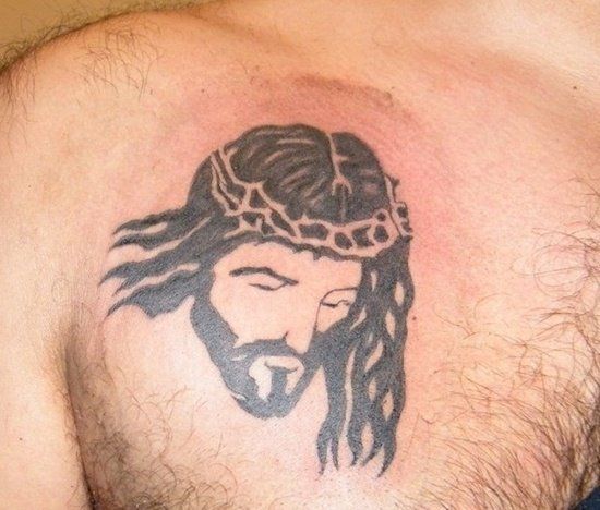 Jesus blackwork tattoo design for men on chest tattoo ideas