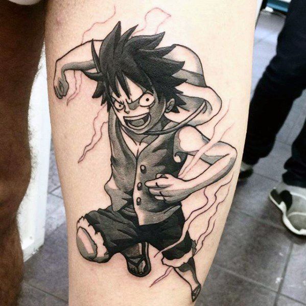 Anime One piece tattoo design for men on thigh tattoo ideas