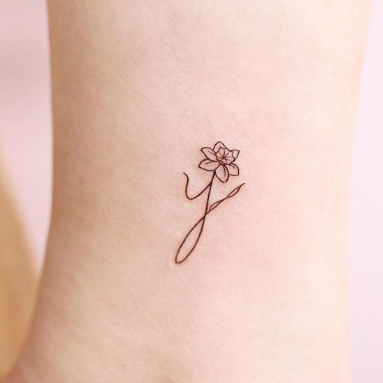 Fine line flower tattoo design for women on ankle tattoo ideas