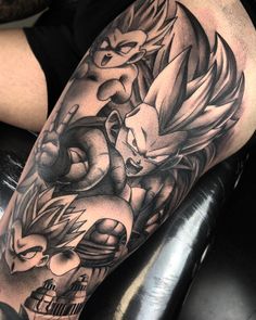 Realistic Dragon Ball Z tattoo design for men on thigh tattoo ideas