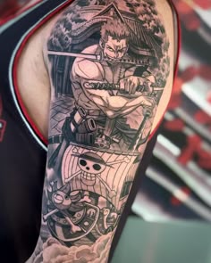 Realistic One Piece warrior tattoo design for men on arm tattoo ideas