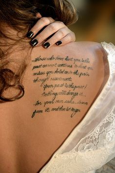 Script quote tattoo design for women on back tattoo ideas