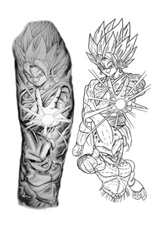 Realism Dragon Ball Z tattoo design for men on full sleeve tattoo ideas