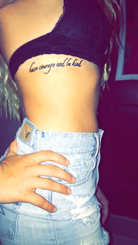 Script quotes tattoo design for women on rib tattoo ideas