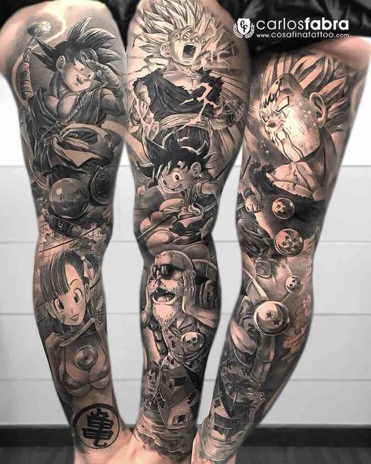 Realism Dragon Ball Z tattoo design for men on arm and full sleeve tattoo ideas