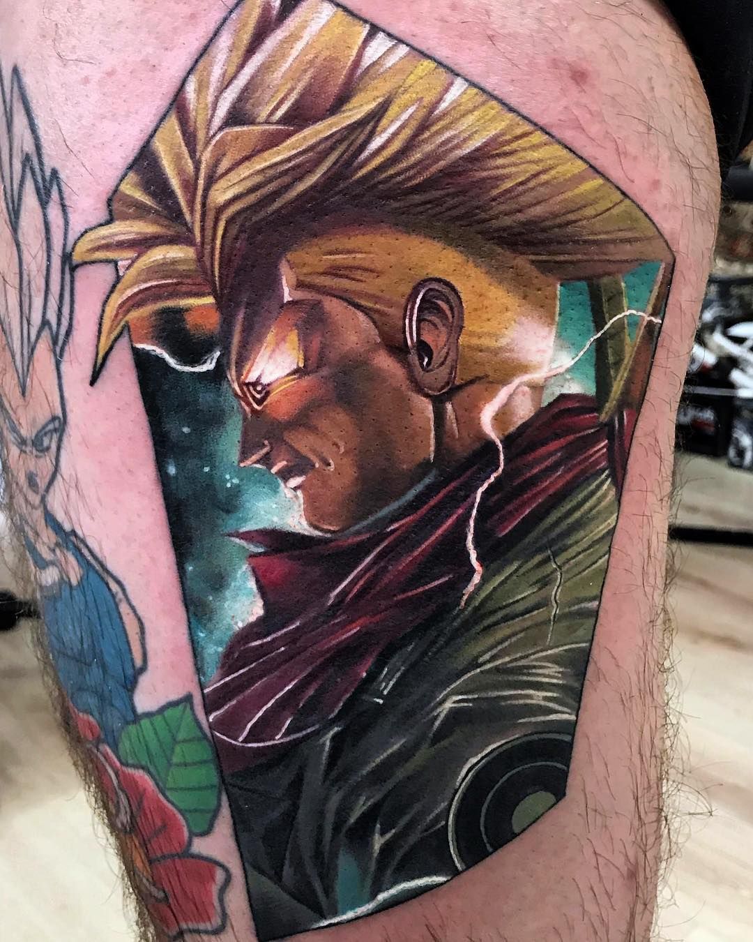 Dragon ball z realism tattoo design for men on thigh tattoo ideas