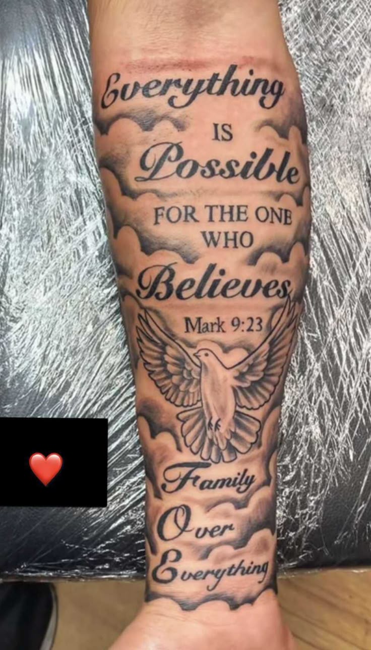 Script dove tattoo design for men and women on forearm and wrist tattoo ideas