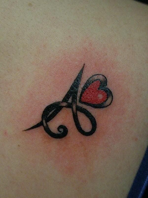 Script heart tattoo design for women on back tattoo ideas