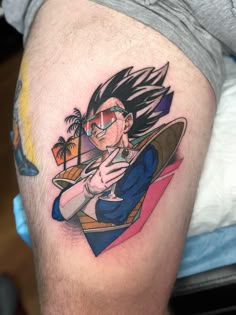 New School Dragon Ball tattoo design for men on thigh tattoo ideas