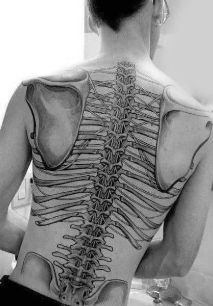 Realistic skeleton tattoo design for men on back tattoo ideas