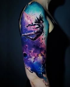 Realistic space and galaxy tattoo design for women on half sleeve tattoo ideas