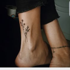 Fine line floral tattoo design for women on ankle tattoo ideas