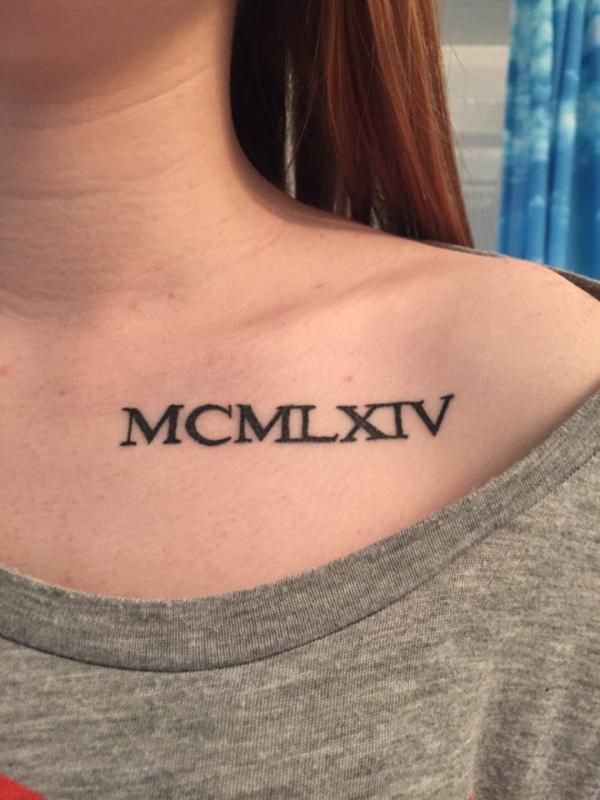 Roman numeral quote tattoo design for women on chest tattoo ideas