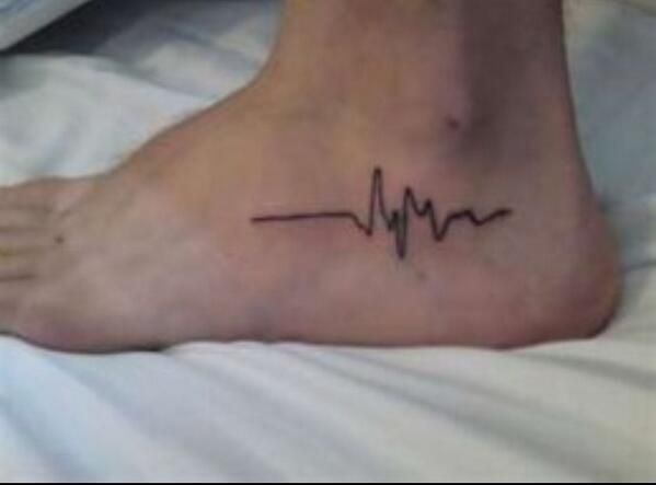 Minimalist heartbeat tattoo design for men and women on ankle tattoo ideas