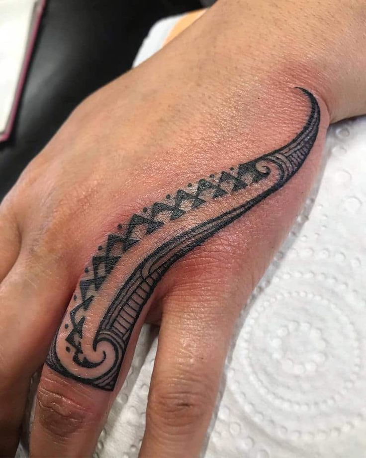 Tribal tattoo design for men and women on hand and finger tattoo ideas