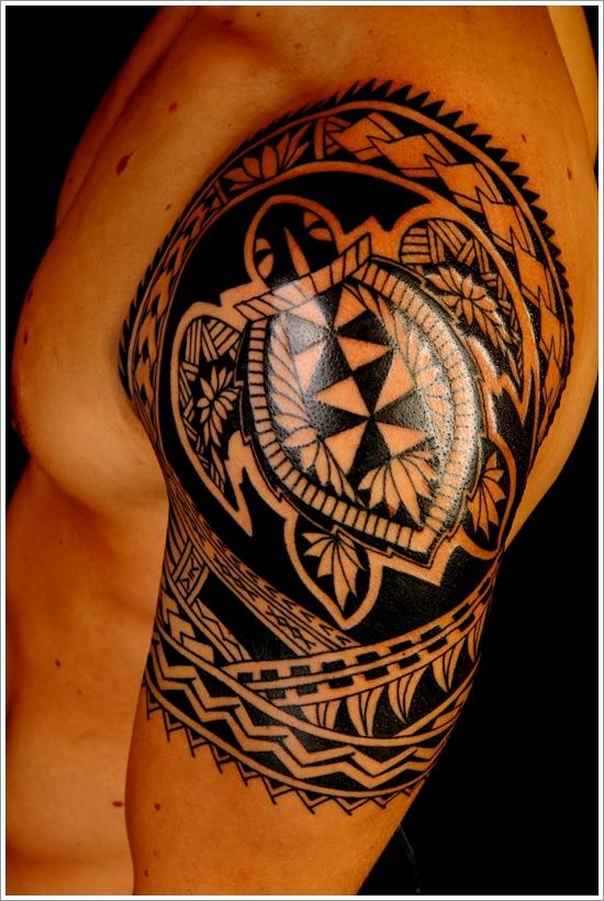 Tribal turtle tattoo design for men on shoulder and arm tattoo ideas