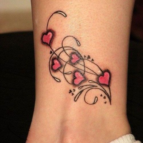Tribal hearts tattoo design for women, ankle tattoo ideas