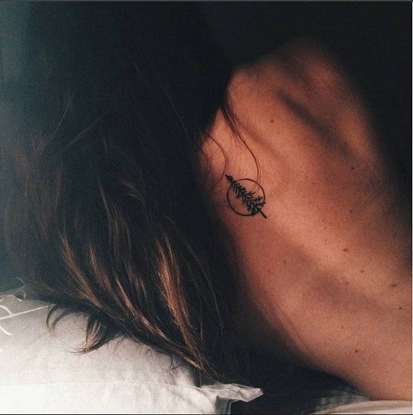 Minimalist tree tattoo design for women on neck tattoo ideas