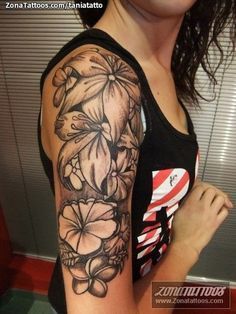 Realistic floral tattoo design for women on half sleeve tattoo ideas