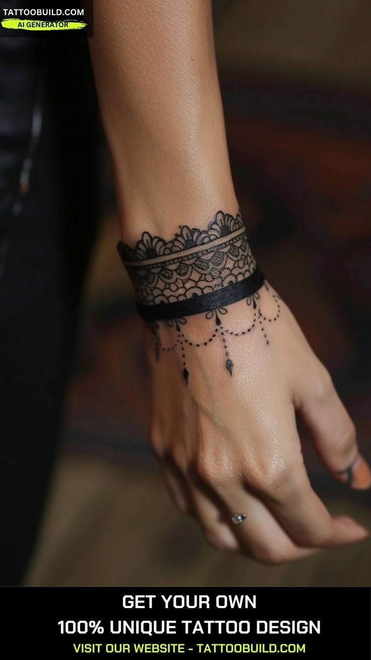Blackwork tattoo design for women on wrist and hand tattoo ideas