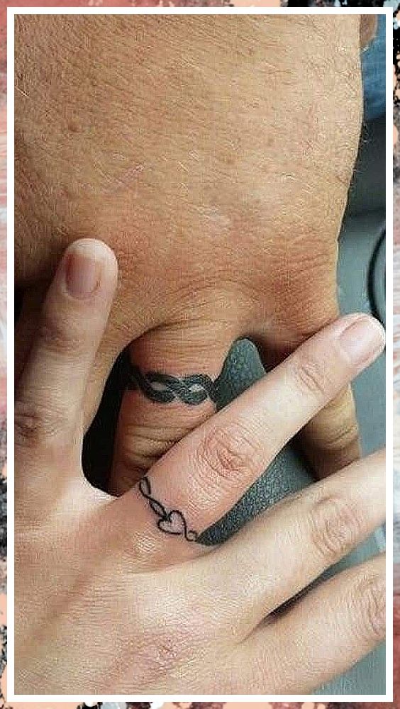 Fine line infinity heart tattoo design for women and men on finger and hand tattoo ideas