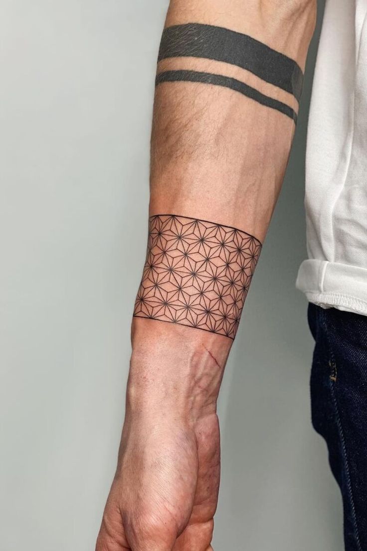 Geometric pattern tattoo design for men on forearm tattoo ideas