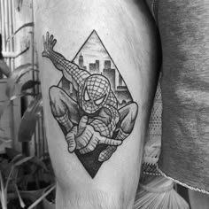Sketch Spider-Man tattoo design for men on thigh tattoo ideas