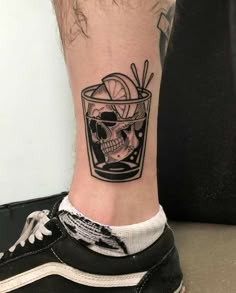 Skull cocktail tattoo design for men on ankle tattoo ideas