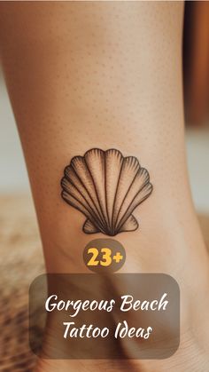 Linework scallop shell tattoo design for women on ankle tattoo ideas