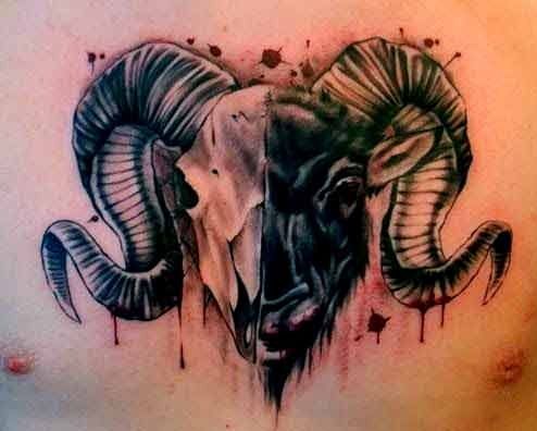 Realistic skull tattoo design for men and women on chest tattoo ideas