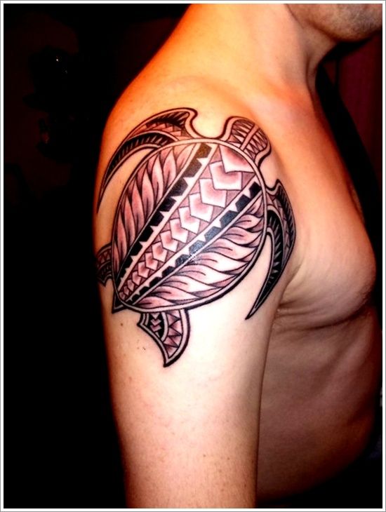 Tribal turtle tattoo design for man on shoulder tattoo ideas