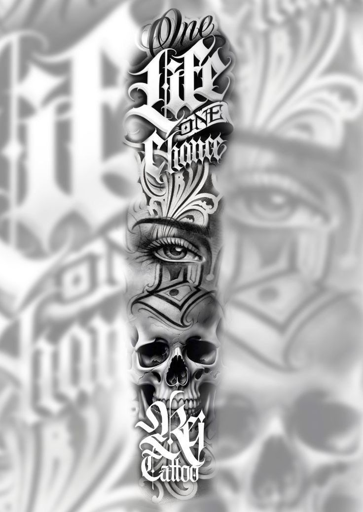 Chicano skull and quote tattoo design for men and women full sleeve tattoo ideas