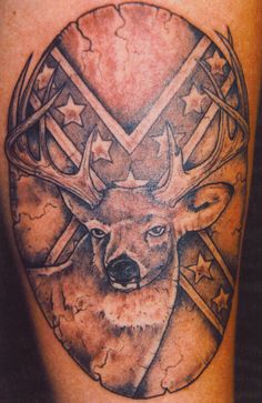 Realistic deer and stars tattoo design for men on leg tattoo ideas