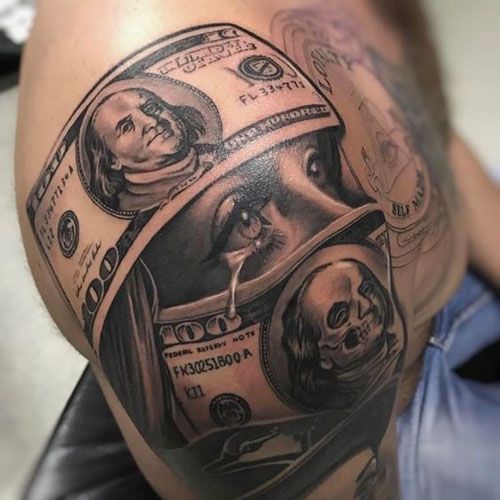 Realistic money tattoo design for men on shoulder and arm tattoo ideas