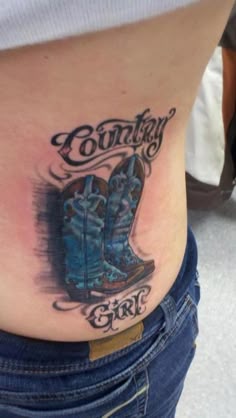 Realistic country cowboy boots tattoo design for women on hip tattoo ideas